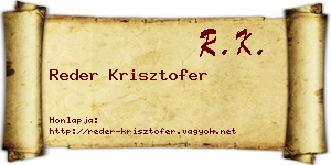 Reder Krisztofer névjegykártya